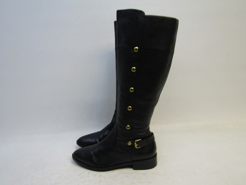 MICHAEL KORS Womens Sz 7 M Black Leather Zip Buckle Fashion Riding Boots